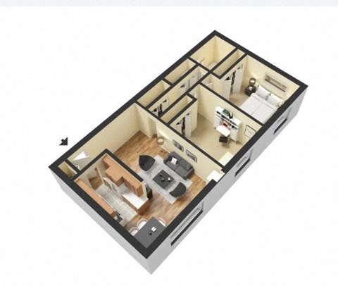 a floor plan of a house with a bedroom and a living room